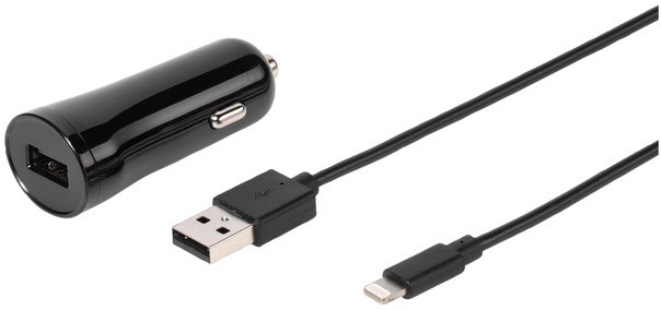 Bild von Vivanco Fast Car Charger Set, Kfz Ladegerät inkl. Lightning Kabel für Apple, USB-Ladegerät