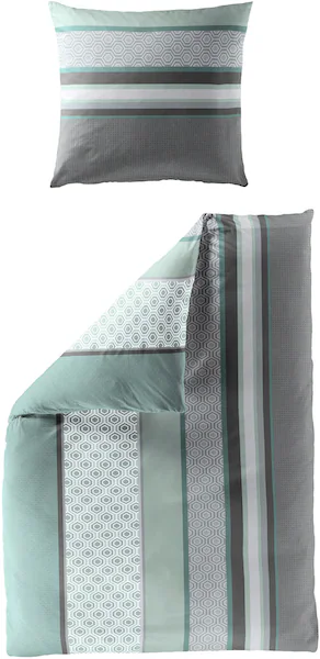 Bild von Bierbaum Bettwäsche 3342, Mako-Satin, 100 Prozent Baumwolle, Designed in Germany, Mint 31, 135x200 + 80x80 cm