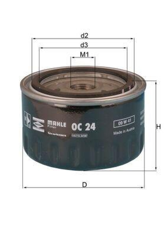 Bild von MAHLE ORIGINAL OC 24 Ölfilter Motorölfilter, Filter für Öl 3/4"-16UNF-2B mit einem Rücklaufsperrventil Anschraubfilter