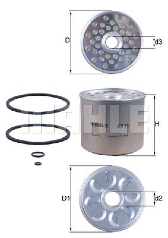 Bild von MAHLE ORIGINAL Kraftstofffilter Filtereinsatz KX 23D Leitungsfilter,Spritfilter VW,AUDI,MERCEDES-BENZ,TOURAN (1T1, 1T2),PASSAT Variant (3B6)