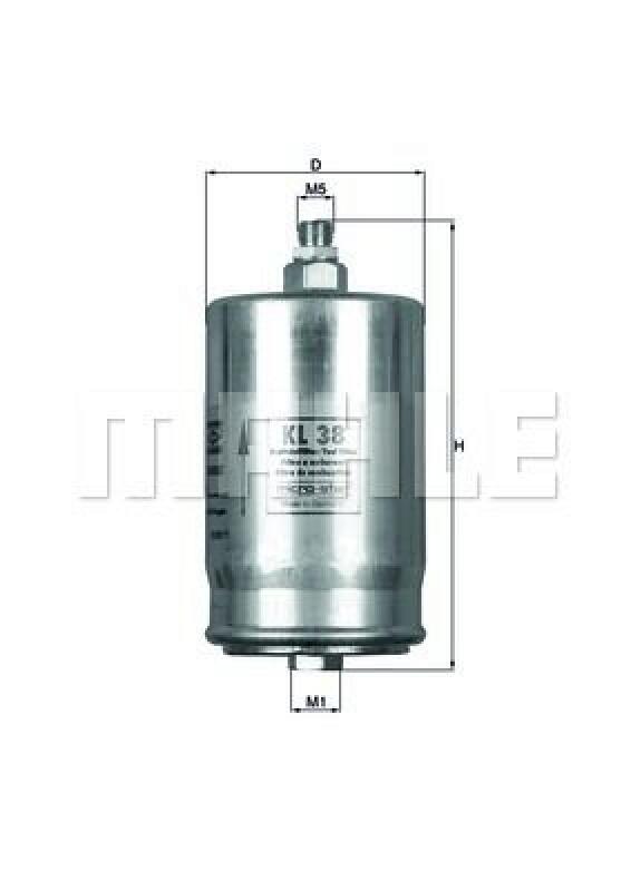 Bild von MAHLE ORIGINAL Kraftstofffilter Leitungsfilter KL 38 Leitungsfilter,Spritfilter MERCEDES-BENZ,PUCH,190 (W201),Stufenheck (W124),SL (R129)