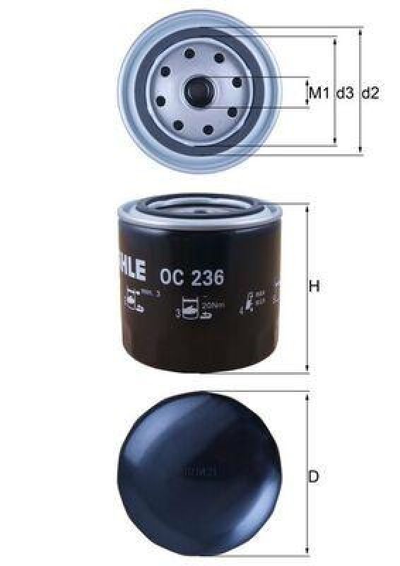 Bild von MAHLE ORIGINAL Ölfilter Anschraubfilter OC 236 Motorölfilter,Filter für Öl VW,AUDI,OPEL,PASSAT Variant (3A5, 35I),CRAFTER 30-50 Kasten (2E_)