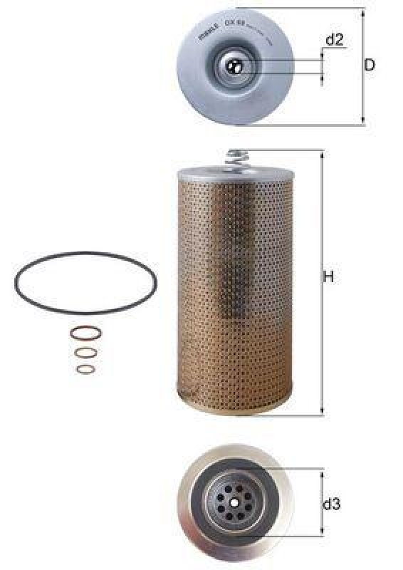 Bild von MAHLE ORIGINAL Ölfilter Filtereinsatz OX 69D Motorölfilter,Filter für Öl MERCEDES-BENZ,VOLVO,IVECO,Citaro (O 530),ACTROS,ACTROS MP2 / MP3