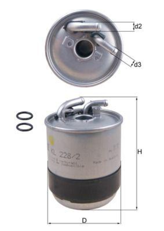 Bild von MAHLE ORIGINAL Kraftstofffilter ohne Filterheizung KL 228/2D Leitungsfilter,Spritfilter MERCEDES-BENZ,MITSUBISHI,SMART,E-Klasse Limousine (W211)