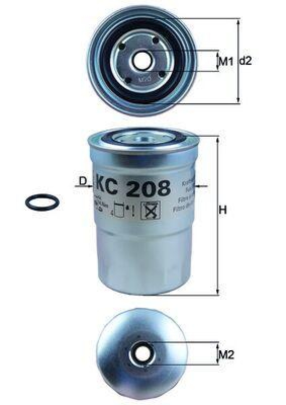 Bild von MAHLE ORIGINAL Kraftstofffilter Anschraubfilter KC 208 Leitungsfilter,Spritfilter MITSUBISHI,PAJERO IV (V8_W, V9_W),PAJERO III (V7_W, V6_W)