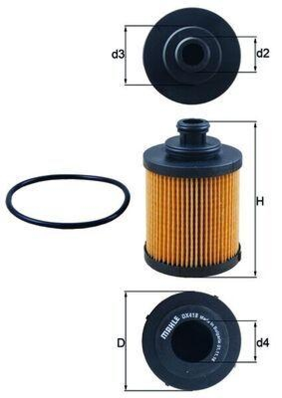 Bild von MAHLE ORIGINAL OX 418D Ölfilter Motorölfilter, Filter für Öl Filtereinsatz FIAT: 500 Hatchback, Doblo II Box Body / Estate, Panda II Hatchback