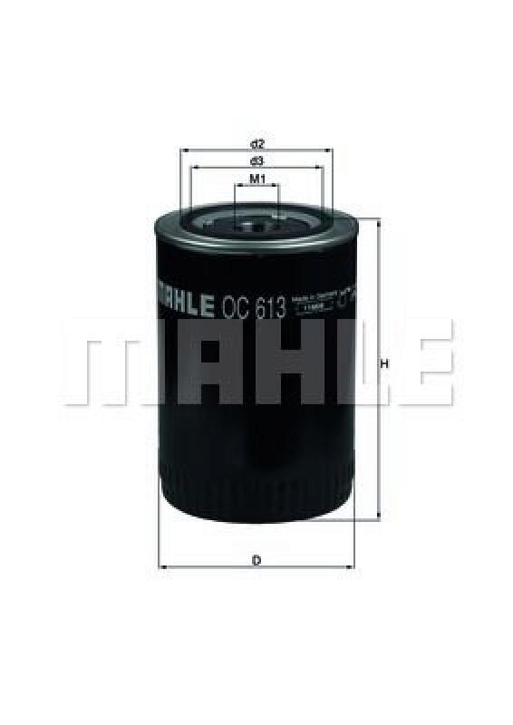 Bild von MAHLE ORIGINAL OC 613 Ölfilter M22x1,5 mit zwei Rücklaufsperrventilen Anschraubfilter FIAT: Ducato III Bus, Ducato III Kastenwagen