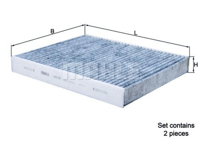 Bild von MAHLE ORIGINAL LAK 467/S Innenraumfilter Filter, Innenraumluft, Pollenfilter, Mikrofilter Aktivkohlefilter 245,0, 246,0, 247,5 206, 207 30,0, 32,0