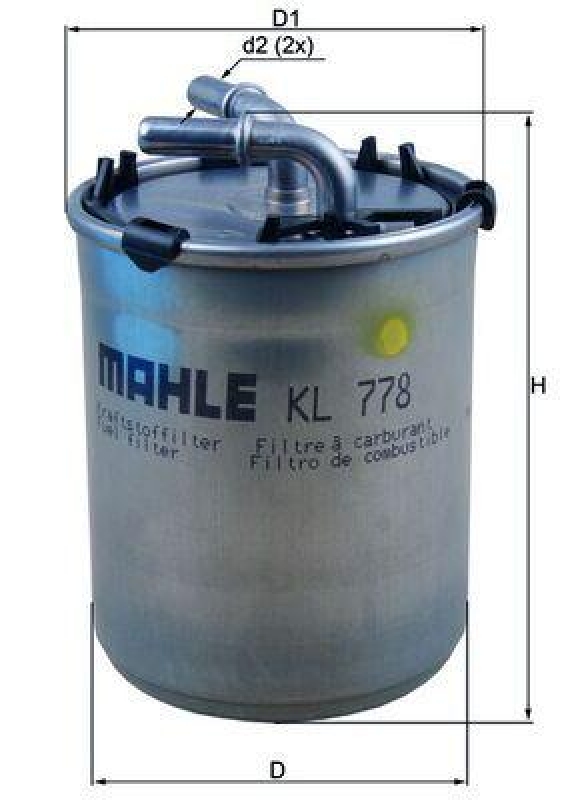 Bild von MAHLE ORIGINAL KL 778 Kraftstofffilter Leitungsfilter, Spritfilter Leitungsfilter 8 7,9 SEAT: Ibiza 4 ST, Ibiza Sportcoupe Box Body / Hatchback