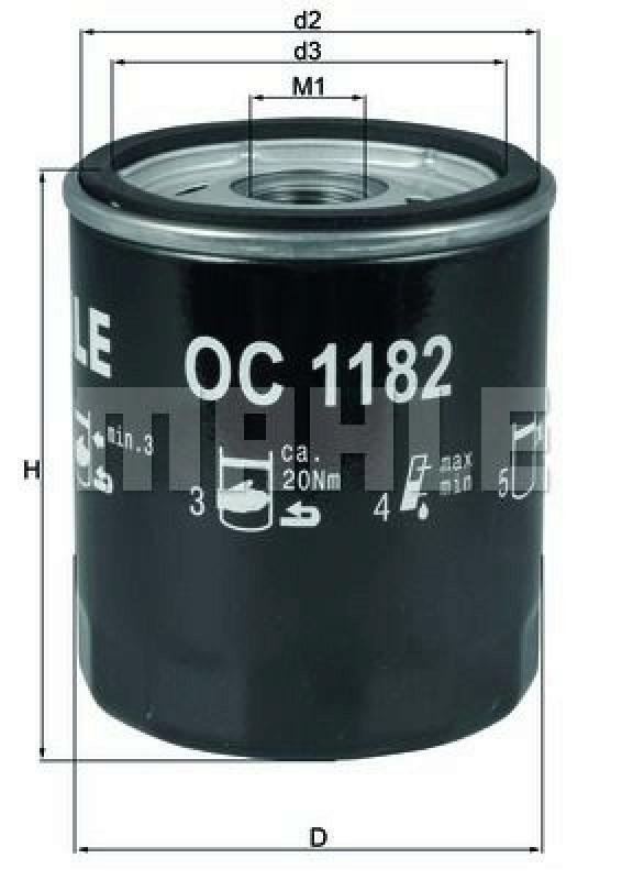 Bild von MAHLE ORIGINAL Ölfilter Anschraubfilter OC 1182 Motorölfilter,Filter für Öl MAZDA,CX-5 (KE, GH),5 (CR19),3 (BK),6 Kombi (GH),3 Schrägheck (BM, BN)