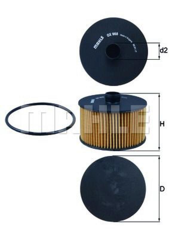 Bild von MAHLE ORIGINAL OX 968D Ölfilter Motorölfilter, Filter für Öl Filtereinsatz RENAULT: Clio 4, Kadjar, Megane 4, DACIA: Duster II, SANDERO 2