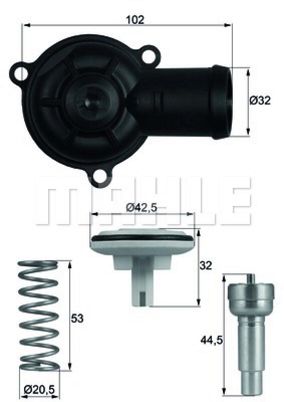 Bild von MAHLE ORIGINAL TI 220 87D Kühlwasserthermostat Thermostat, Thermostat, Kühlmittel, Kühler Thermostat 87 mit Dichtung VOLKSWAGEN: Golf 5