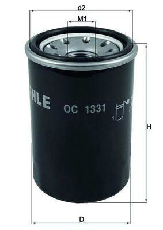 Bild von MAHLE ORIGINAL OC 1331 Ölfilter Motorölfilter, Filter für Öl M20x1,5 mit einem Rücklaufsperrventil Anschraubfilter ALFA ROMEO: Giulietta Hatchback