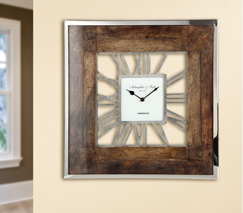 Bild von GILDE Uhr GILDE Uhr London - braun-silber - H. 40cm x B. 40cm