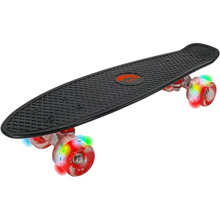 Bild von Best Sporting PP-Skateboard I Retro Mini-Board Schwarz für Kinder mit LED-Rollen I Hochwertiges Cruiser Board mit ABEC 5 Kugellager