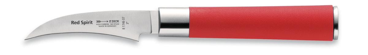 Bild von Schälmesser F. DICK "Red Spirit", rot (edelstahlfarben, rot), Klingenlänge 7cm, X50 CrMoV15 Klingenstahl, Kochmesser, Tourniermesser, 7 cm