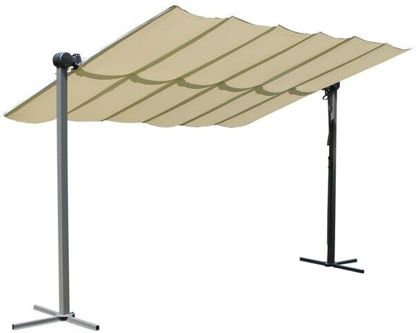 Bild von Sonnendach Waved – faltbare Aluminium Terrassenüberdachung 4 x 2,5 m inkl. Schutzhülle, lichtgrau