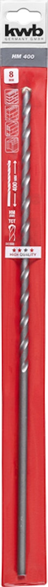 Bild von Kwb 041808 Werkzeugstahl Stein-Spiralbohrer 1 Stück 8mm Gesamtlänge 400mm Zylinderschaft 1St.