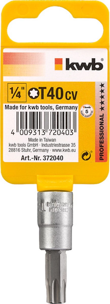 Bild von kwb Steckschlüssel kwb 372040 Steckschlüssel-Bit-Einsatz T 40 1/4