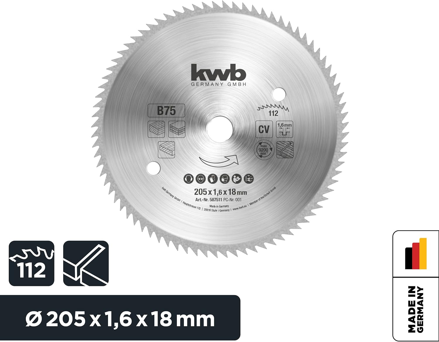 Bild von kwb Kreissägeblatt 150 x 20 mm, Made in Germany, sehr feine Schnitte, Sägeblatt geeignet für Holzpaneele, Profilholz und Weichholz