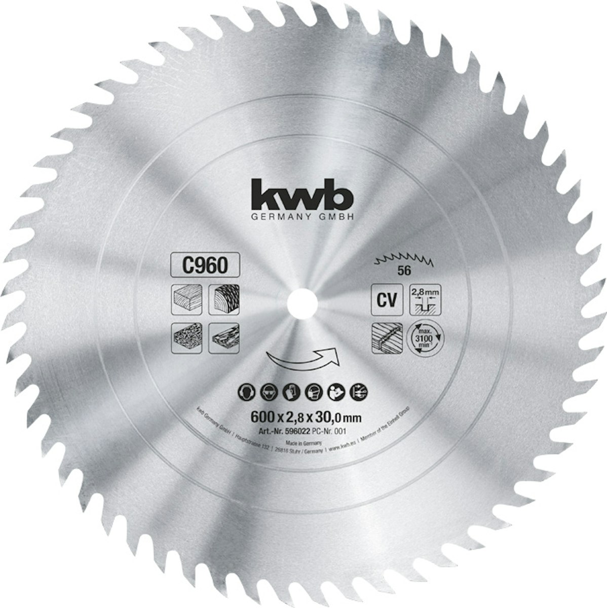 Bild von Kwb 596022 Kreissägeblatt 600 x 30mm 1St.