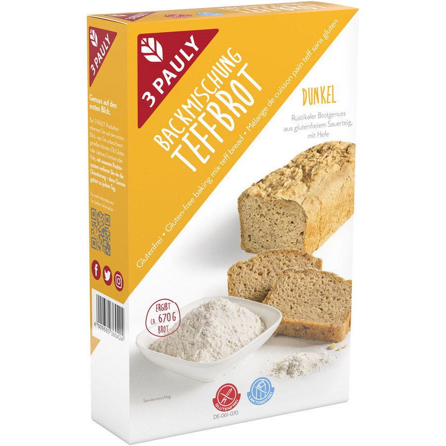 Bild von 3 Pauly Backmischung Teffbrot dunkel glutenfrei