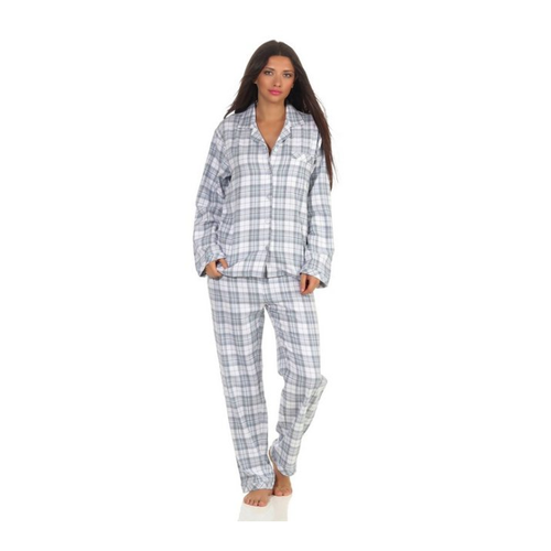 Bild von Normann Pyjama Damen langarm Flanell Schlafanzug kariert - 202 15 602