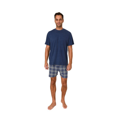 Bild von Normann Herren kurzarm Schlafanzug Shorty Pyjama Hose in Karo Optik