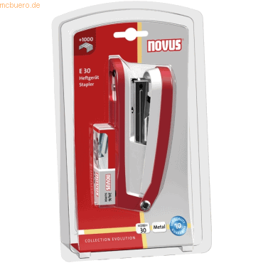 Bild von Novus, Heftgerät, Heftgerät E30 rot/grau Blister (30 Blätter)