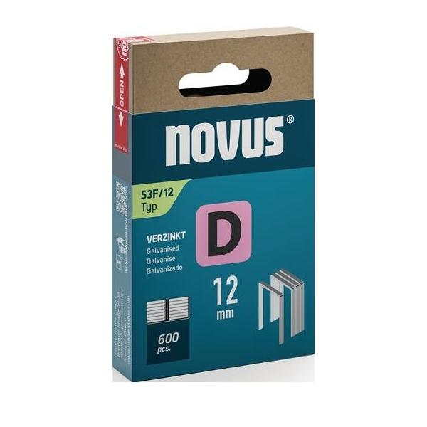 Bild von NOVUS TOOLS Flachdrahtklammern 12 mm, 600 Tacker-Klammern vom Typ 53F/12, Schiebeschachtel, Heftmittel für Folien und Pappe