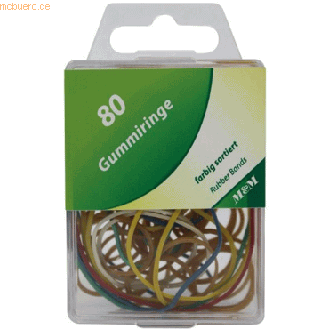 Bild von 10 x M+M Gummiringe VE=80 Stück farbig sortiert