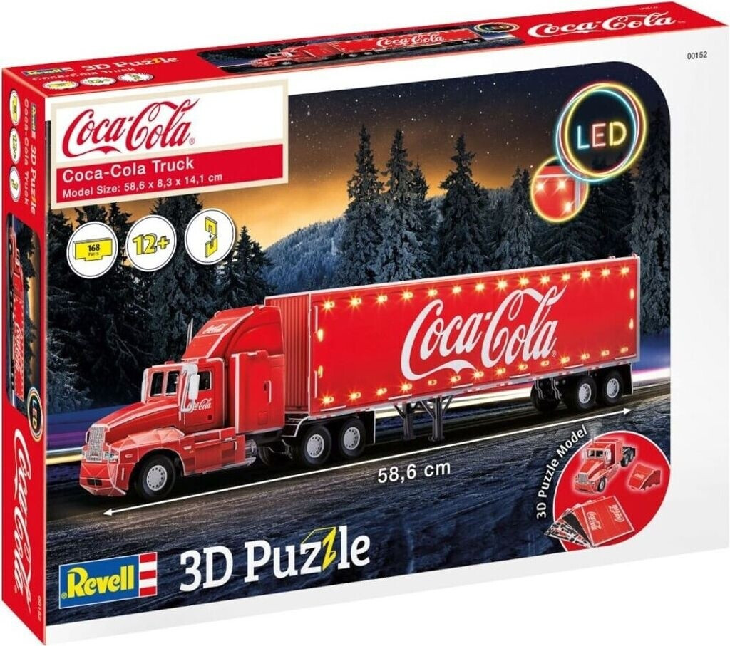 Bild von Revell 3D Puzzle 00152 Coca-Cola Weihnachtstruck mit LED-Beleuchtung Welt in 3D entdecken, Bastelspass für Jung und Alt, Rot