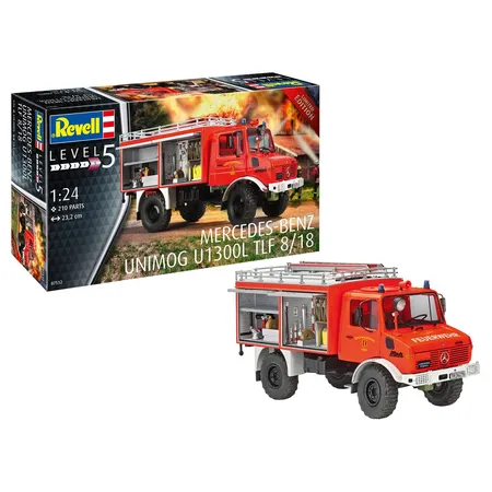 Bild von Revell Modellbausatz I Mercedes-Benz Unimog U1300L TLF 8/18 I Feuerwehrfahrzeug I 210 Teile I Maßstab 1:24 I für Kinder und Erwachsene ab 13 Jahren