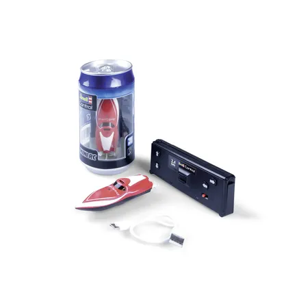 Bild von Revell 23569 Control Mini RC Boot rot I 2.4 GHz Fernsteuerung I Dosen-Verpackung I Kentersicher I Inkl. Akku und Ladegerät I Länge 7,5 cm I Geschenkidee ab 8 Jahren, bunt