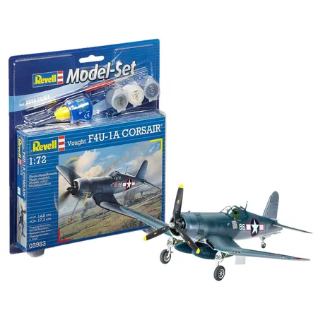 Bild von Revell 63983 Modellbausatz Flugzeug 1:72 - Vought F4U-1D Corsair im Maßstab 1:72, Level 3, originalgetreue Nachbildung mit vielen Details, Model Set mit Basiszubehör, 63983