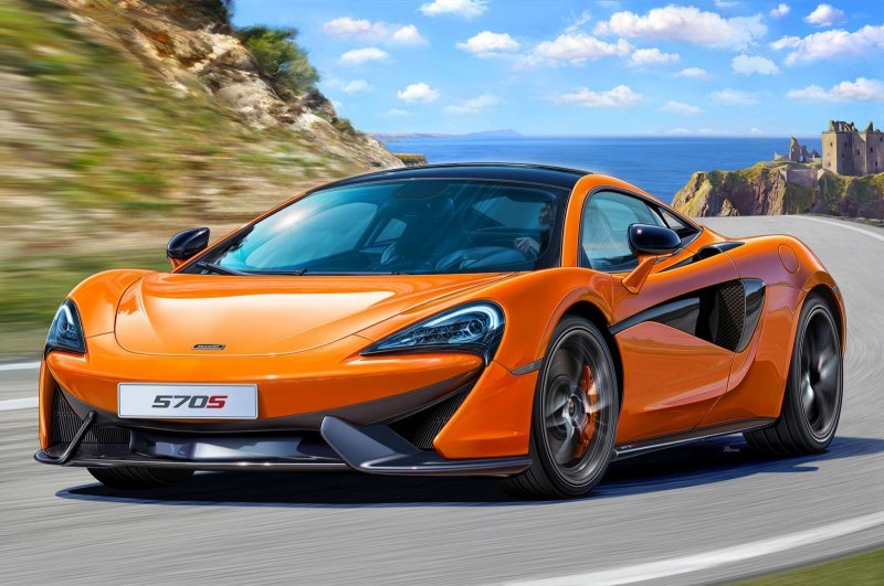 Bild von Revell 67051 Model Set McLaren 570S, Automodellbausatz 1:25, 19,0cm Spielzeug originalgetreuer Modellbausatz für Einsteiger, mit Basis-Zubehör, unlackiert