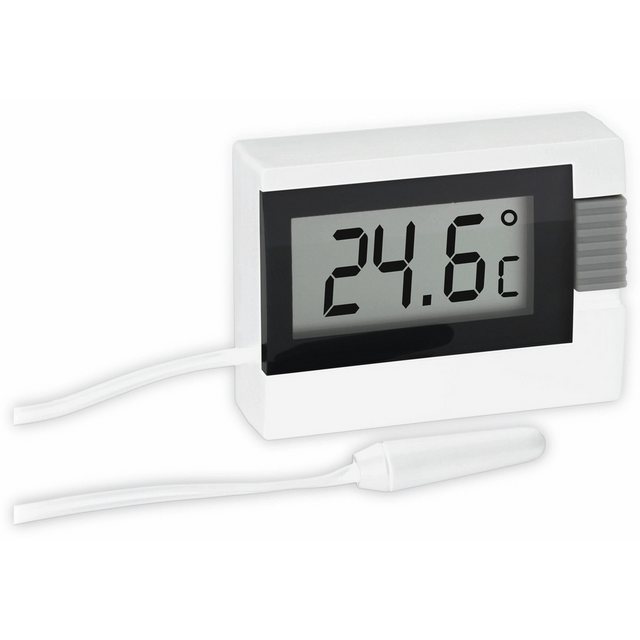 Bild von TFA Dostmann Digitales Thermometer, 30.2018.02, inkl wasserdichter Kabelfühler, klein, weiß, L 54 x B 16 (30) x H 39 mm
