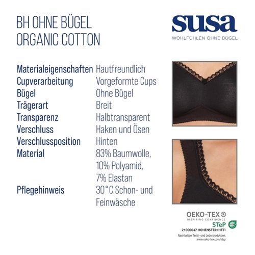 Bild von Bügelloser BH von Susa - Organic Cotton (Modell 7758, 75C Weiß)