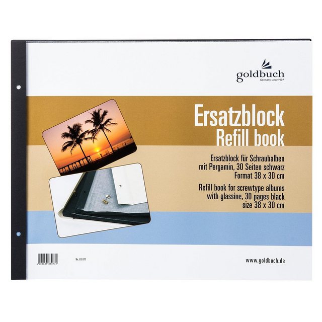 Bild von Goldbuch, Fotoalbum, Ersatzblock 38x30 30 Seiten schw.+ Schrauben (380 x 300 mm)