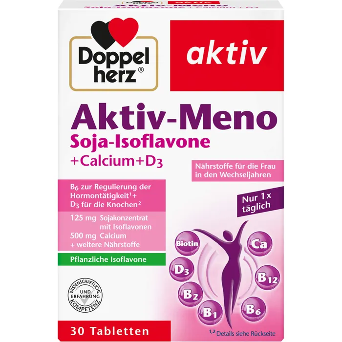 Bild von Doppelherz Aktiv-Meno - Für die Frau in den Wechseljahren - Mit pflanzlichen Soja-Isoflavonen, Calcium und Vitamin D3 - 30 Tabletten