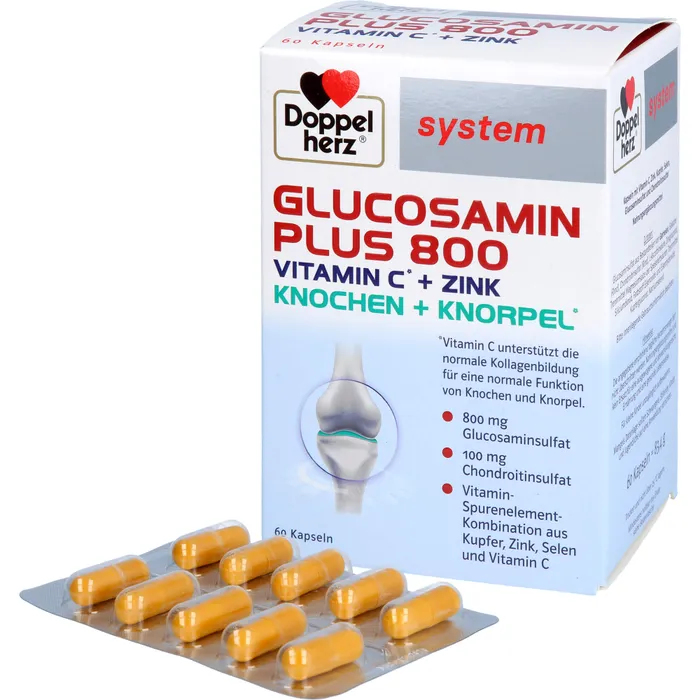 Bild von Doppelherz system GLUCOSAMIN 800 PLUS – Mit Vitamin C als Beitrag zur normalen Kollagenbildung für eine normale Knorpelfunktion – 60 Kapseln