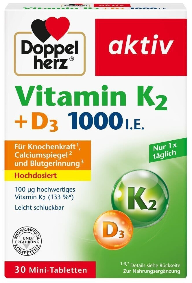 Bild von Doppelherz Vitamin K2+D3 1000 I.E. Tabletten 30 Stück - Unterstützend für die Knochen