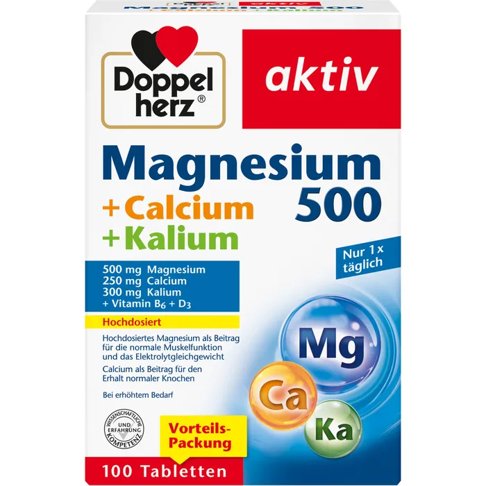 Bild von Doppelherz Magnesium 500+Calcium+Kalium Tabletten 100 Stück - Bei Calciummmangel