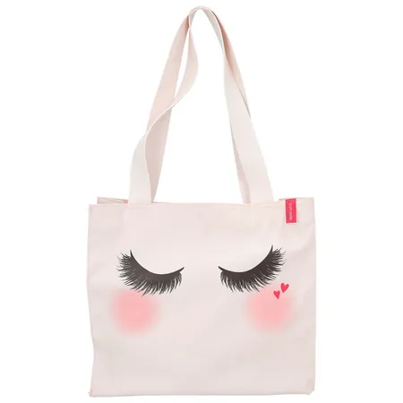 Bild von Depesche 11533 TOPModel Beauty Girl - Shopper mit Wimpern Aufdruck, rosa Wangen und Herzen, Hellrosa Tasche mit Innenfächern