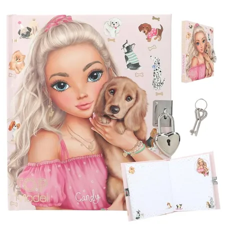 Bild von Depesche 12958 TOPModel Kitty and Doggy - Tagebuch in Beige, mit Model und Hunde-Motiv, Buch mit 192 linierten Seiten und Schloss, Mehrfarbig, 0012958