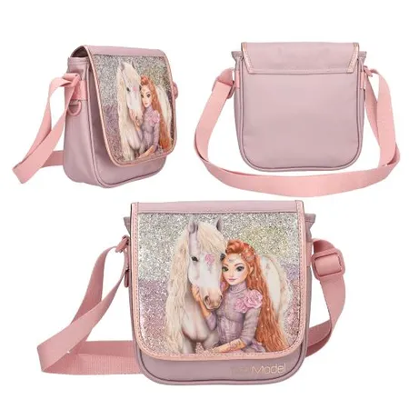 Bild von Depesche 13295 TOPModel Viva Violet - Kleine Umhängetasche in Lila, mit Model Motiv, Pferd und Glitzer, Tasche mit verstellbarem Schultergurt