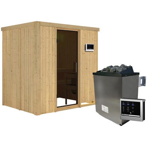 Bild von KARIBU Sauna »Kothla«, inkl. 9 kW Saunaofen mit externer Steuerung, für 3 Personen - beige