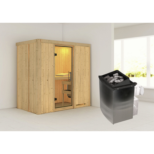 Bild von KARIBU Sauna »Pärnu«, inkl. 9 kW Saunaofen mit integrierter Steuerung, für 2 Personen - beige