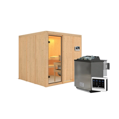 Bild von KARIBU Sauna »Valga«, 9 kW Bio-Kombi-Saunaofen für 4 Personen - beige