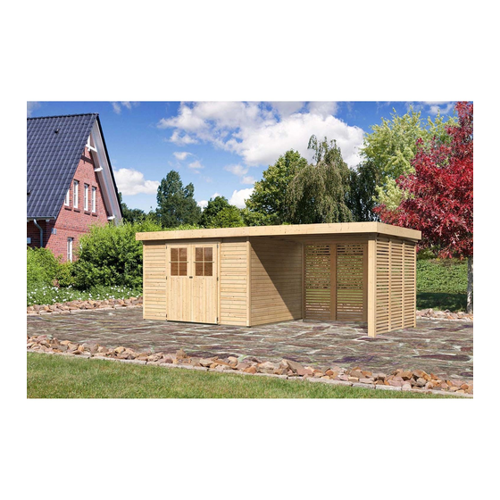 Bild von Karibu Holz-Gartenhaus Boras Natur Flachdach Unbehandelt 298 cm x 242 cm